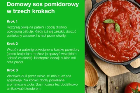 Aksamitny sos pomidorowy z puszki, gotowy w trzech krokach. Idealny do spaghetti.