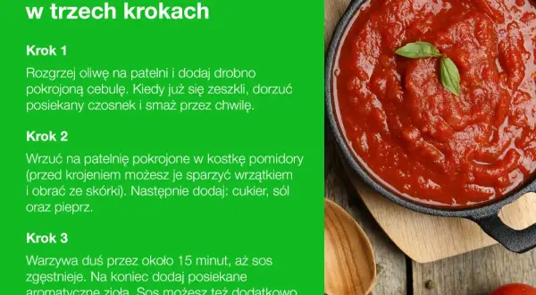 Aksamitny sos pomidorowy z puszki, gotowy w trzech krokach. Idealny do spaghetti.