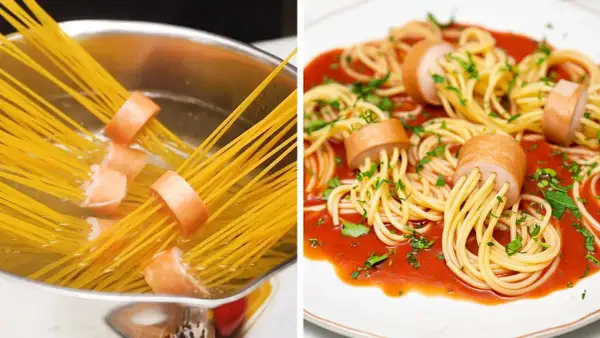 Parówki z makaronem spaghetti – łatwy przepis na pyszne danie