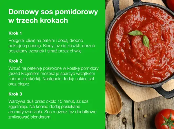Aksamitny sos pomidorowy z puszki, gotowy w trzech krokach. Idealny do spaghetti.